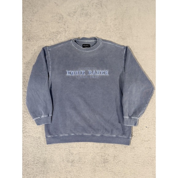Eddie Bauer Other - Eddie Bauer Sweatshirt Mens Large Blue Crewneck Pullover Fleece Embroidered Logo